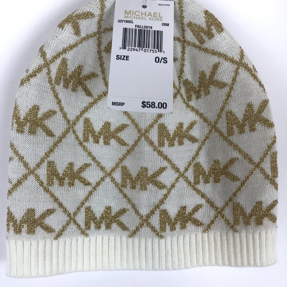 Michael Kors | Fall 2018 Gold Logo Beanie Hat - Picture 3 of 4